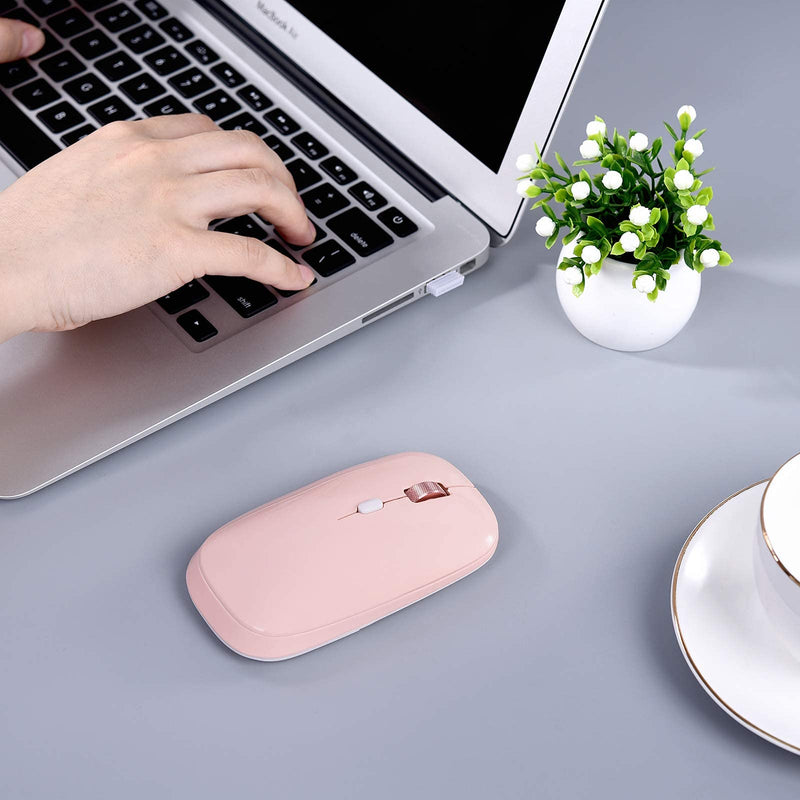 [Australia - AusPower] - Wireless Mouse, PINKCAT 2.4G Slim Silent Cordless Mouse with USB Receiver, 3 Adjustable DPI Portable Optical Wireless Computer Mice for Laptop, PC, Notebook, Computer, Deskbtop, MacBook - (Pink) pink 