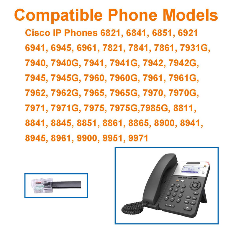 [Australia - AusPower] - Telephone Headset with Noise Cancelling Mic Compatible with Cisco IP Phones 7931 7940 7941 7942 7945 7960 7961 7962 7965 7970 7975 and 6000 7800 8000 Series 