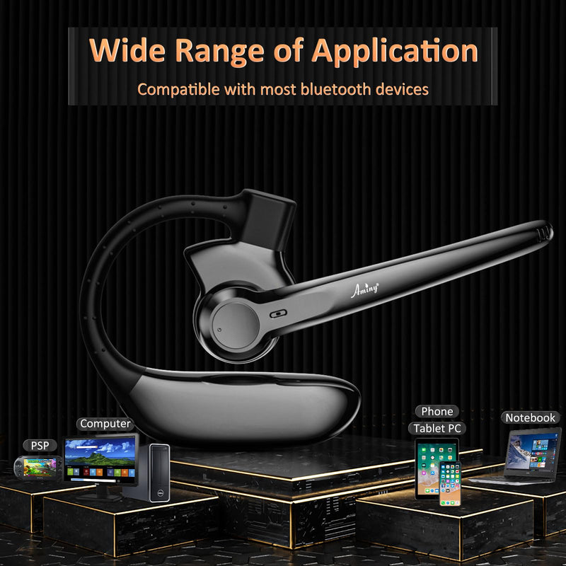[Australia - AusPower] - AMINY Wireless Bluetooth Headset with Dual Microphone Noise Cancelling,Auriculares Bluetooth Earpiece 30 Hrs Talking Time V5.3 Bluetooth Earphones Wireless Headset for Trucker/Driving/Office Medium 