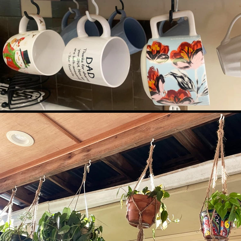[Australia - AusPower] - Etoolia 20pcs Ceiling Hooks for Hanging Plants, 2.9 inch Plant Hanging Hooks- Vinyl Coated Screw in Plant and Cup Hooks for Hanging Lights,Mugs (10 White & 10 Black) 20pcs 10 White & 10 Black 2.9inch 