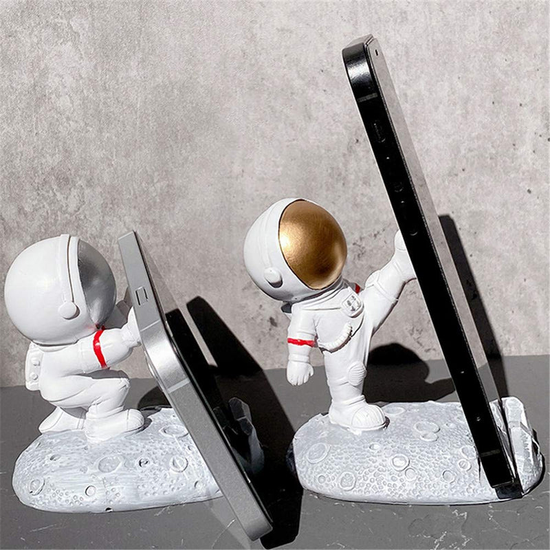 [Australia - AusPower] - Yatchen Unique Cute Cell Phone Stand Car Holder Cool Fun 3D Cartoon Astronaut Design Mobile Phone Tablet Bracket for Desk Compatible with All Smartphones for Children Gift Decor Home (Kick Silver) Kick Silver 