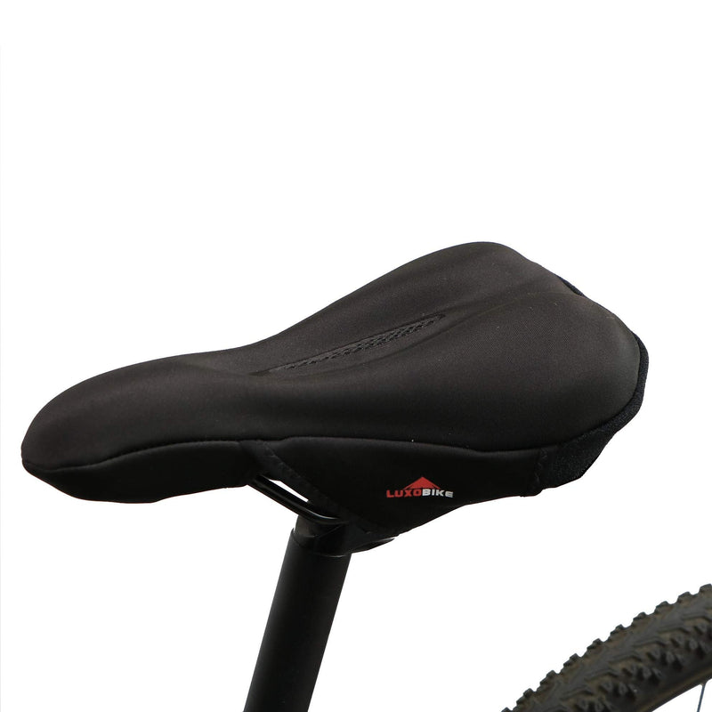 [Australia - AusPower] - LuxoBike Gel Bike Seat Cover Padded Bicycle Seat Covers for Men – Comfort Extra Soft Padded Gel Bicycle Seat Pad – Spin Bike Seat Cushion Pads – Cycling, Spinning Class, Exercise Bike Stationary Cycle Black 