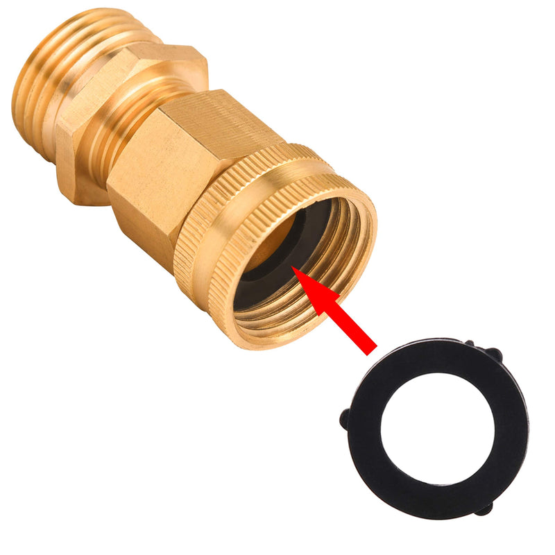 [Australia - AusPower] - M MINGLE Garden Hose Adapter, 3/4 Inch GHT to 1/2 Inch NPT, Double Male and Female Brass Connector, with Extra 8 Washers 