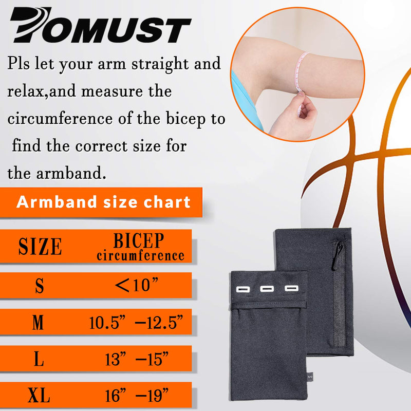[Australia - AusPower] - TOMUST Universal Running Armband, Sports Arm Band Strap with Earphone Holder, Pouch Pocket for Exercise Workout, Fits All Cell Phone for Women and Men, black, Large 