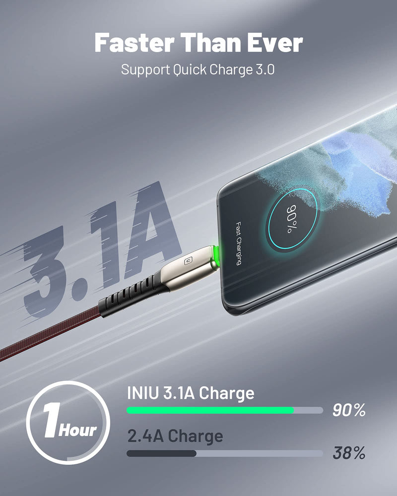 [Australia - AusPower] - USB C Cable, INIU [3 Pack] 3.1A QC Fast Charging USB Type C Cable, Braided (1.6+3.3+6.6ft) USB-C Phone Charger Cables for Samsung Galaxy S21 S20 S10 Plus Note 10 LG Google Pixel OnePlus Huawei etc 