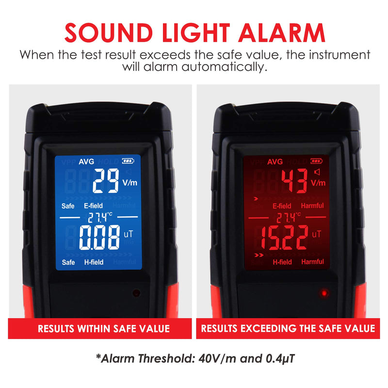 [Australia - AusPower] - EMF Meter Digital Electromagnetic Field Radiation Detector with Sound Light Alarm Function, Rechargeable Handheld EMF Tester for Electric Magnetic Field Inspection, Home, Office and Ghost Hunting 