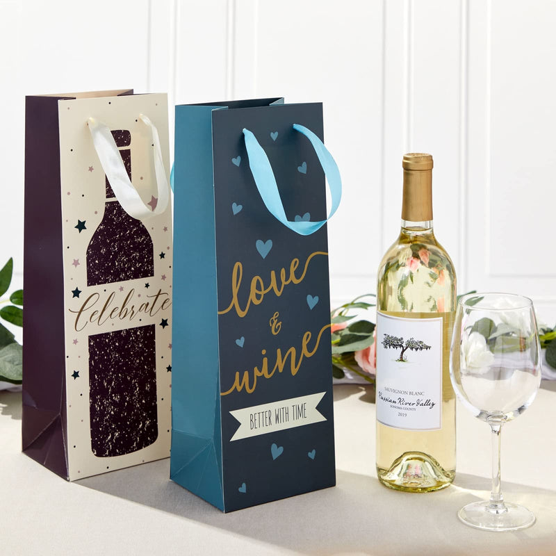 [Australia - AusPower] - 12 Pack Wine Bottle Gift Bags with Handles Bulk Set for Birthdays, Holidays (4 Designs) 