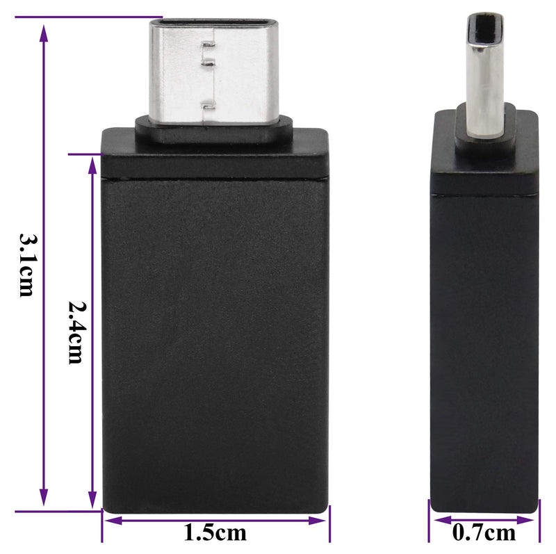 [Australia - AusPower] - AAOTOKK Type C to USB 2.0 Adapter Aluminum Type C Male to USB A 2.0 Female Converter, On The Go (OTG) for Smartphone, Laptops,Mouse Keyboards, More USB and Type-C Devices(2 Pack-Black) Black 