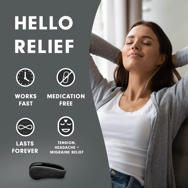[Australia - AusPower] - Aculief - Award Winning Natural Headache, Migraine, Tension Relief Wearable – Supporting Acupressure Relaxation, Stress Alleviation, Tension Relief and Headache Relief - 2 Pack (Black) Black Regular (Pack of 2) 