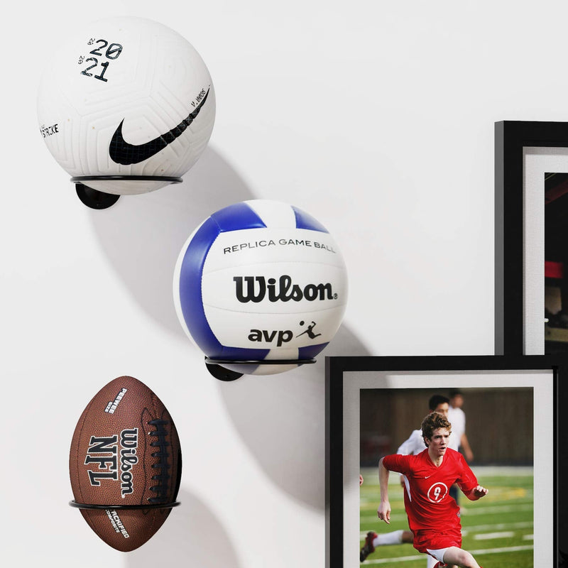 [Australia - AusPower] - Suchek Metal Ball Holder Rack Wall Mounted, Display Wall Storage for Soccer, Basketball, Volleyball, Rugby, Football (2 Pieces, Black) 