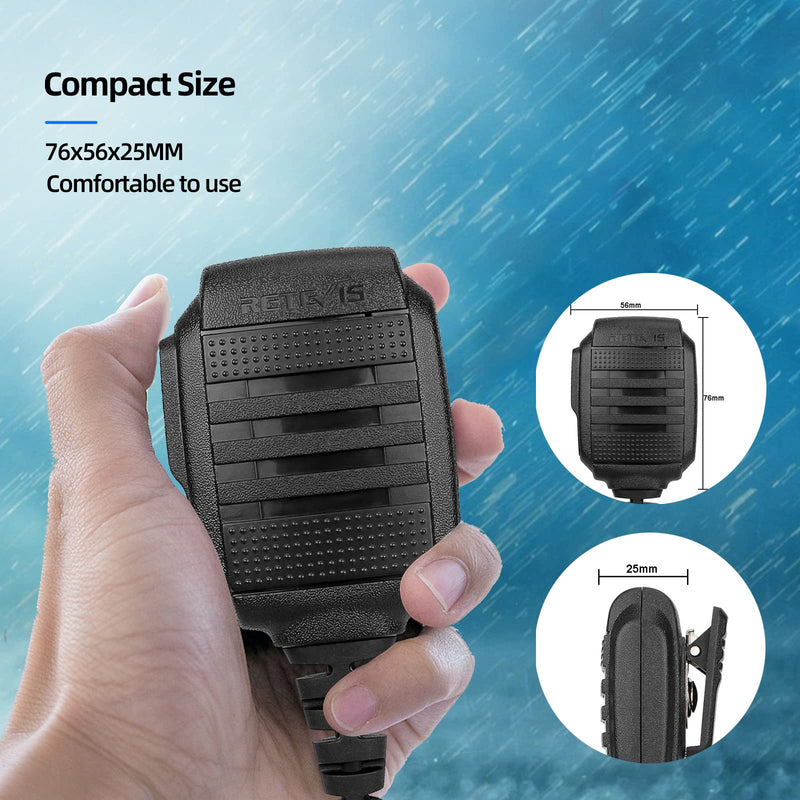 [Australia - AusPower] - Retevis IP54 Waterproof 2 Pin Speaker Mic, Compact Walkie Talkie Microphone for Baofeng BF-F8HP UV-5R BF-888S Retevis RT21 RT22 H-777 RT68 RT27 RT1 Arcshell AR-5 Two Way Radios (1 Pack) 