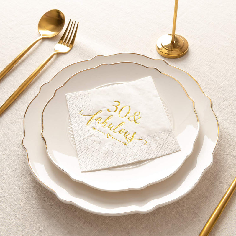 [Australia - AusPower] - Crisky 30 and Fabulous Cocktail Napkins Gold for Women 30th Birthday Decorations, 30th Birthday Bevergae Dessert Table Supplies, 50Pcs, 3-Ply 