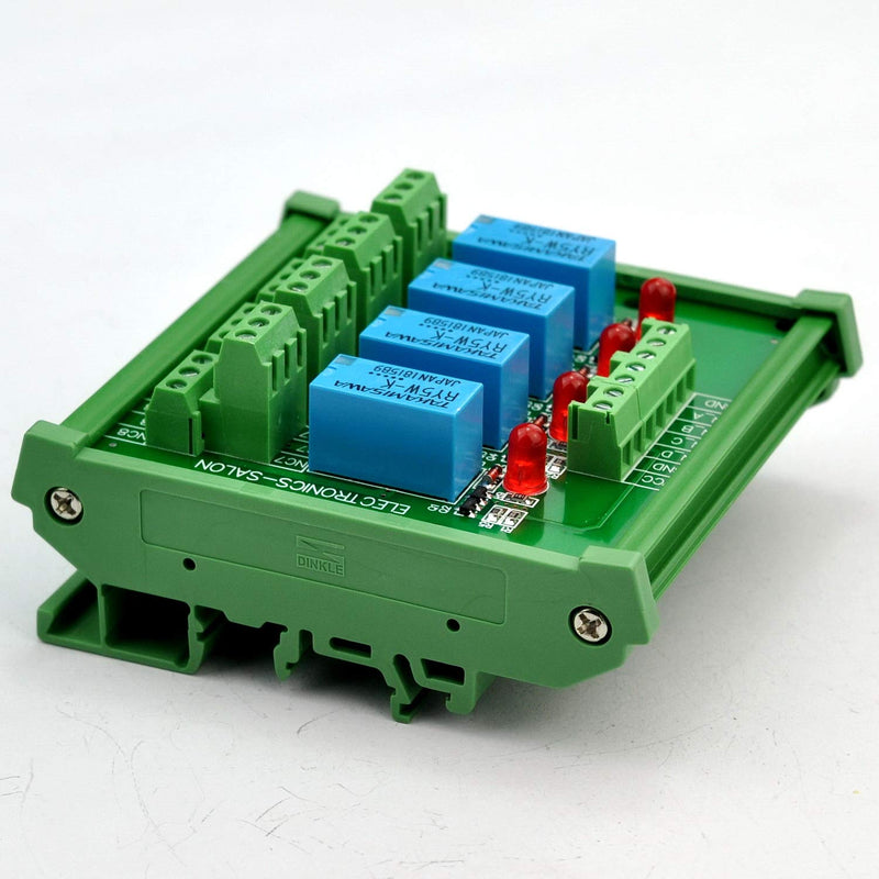 [Australia - AusPower] - Electronics-Salon DIN Rail Mount 4 DPDT Signal Relay Interface Module, DC 5V Version. 