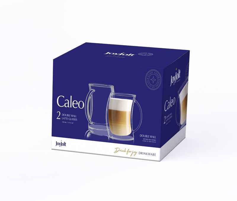 [Australia - AusPower] - JoyJolt Caleo Collection Double Wall Insulated Glass Coffee Cups (Set Of 2) -13-Ounces 
