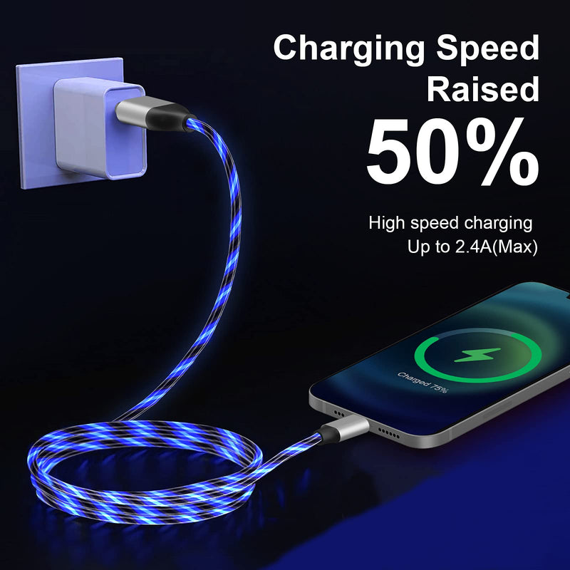 [Australia - AusPower] - PatDow Long Lightning Cable 6FT, [MFi Certified] iPhone Charger LED Light Up Fast Charging Cord Compatible with iPhone 13 12 Pro Max 11 Pro XR XS Max X 8 7 6 5 SE 2020,iPad (Blue) Blue 