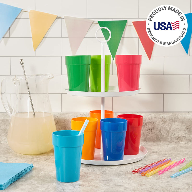[Australia - AusPower] - US Acrylic Spectrum Unbreakable Plastic 10 ounce Stackable Juice Tumblers in 8 Assorted Colors | Set of 16 Kids Drinking Cups | Reusable, BPA-free, Made in the USA, Top-rack Dishwasher Safe 