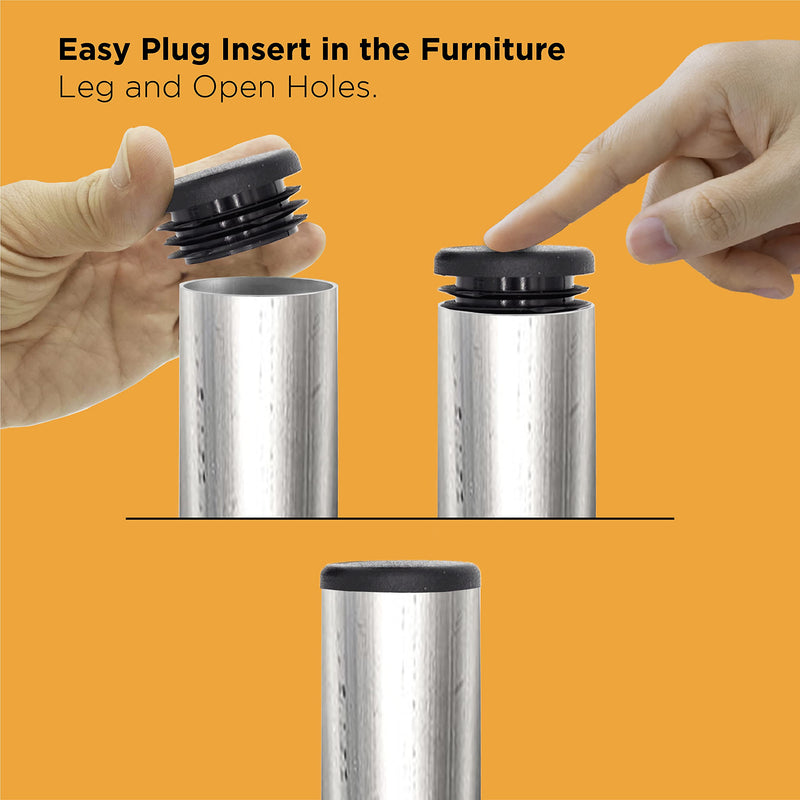 [Australia - AusPower] - Prescott Plastics 1 1/2 Inch Round Plastic Plug Insert (4 Pack), Black End Cap for Metal Tubing, Fences, Glide Protection for Chairs and Furniture 4 Pack 
