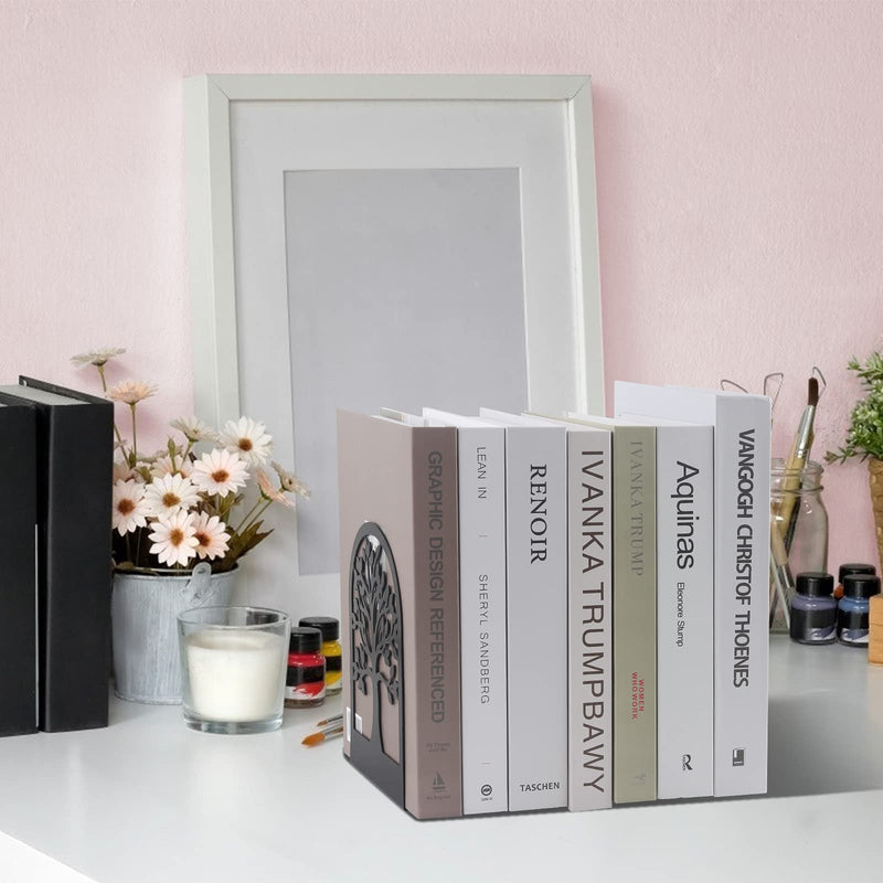 [Australia - AusPower] - MSDADA Bookends, Premium Book Ends for Shelves, Non Skid Metal Heavy Duty Bookend for Heavy Books, Book Ends for Home Office Decorative, Abstract Art Design Book Stopper Holder Supports (2pair) 2 