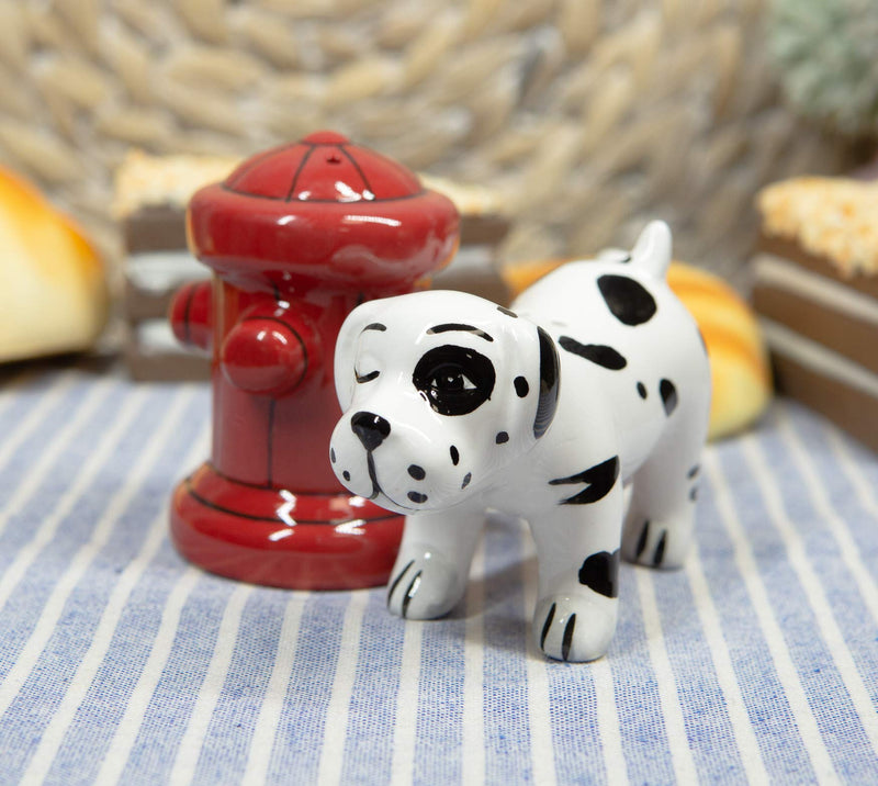 [Australia - AusPower] - Ebros Where's The Fire? Peeing Dalmatian With Red Fire Hydrant Ceramic Salt And Pepper Shakers Magnetic Set Figurines For Fireman Fire Fighters Fans Of Fire Trucks 911 Service Personnels Decors 