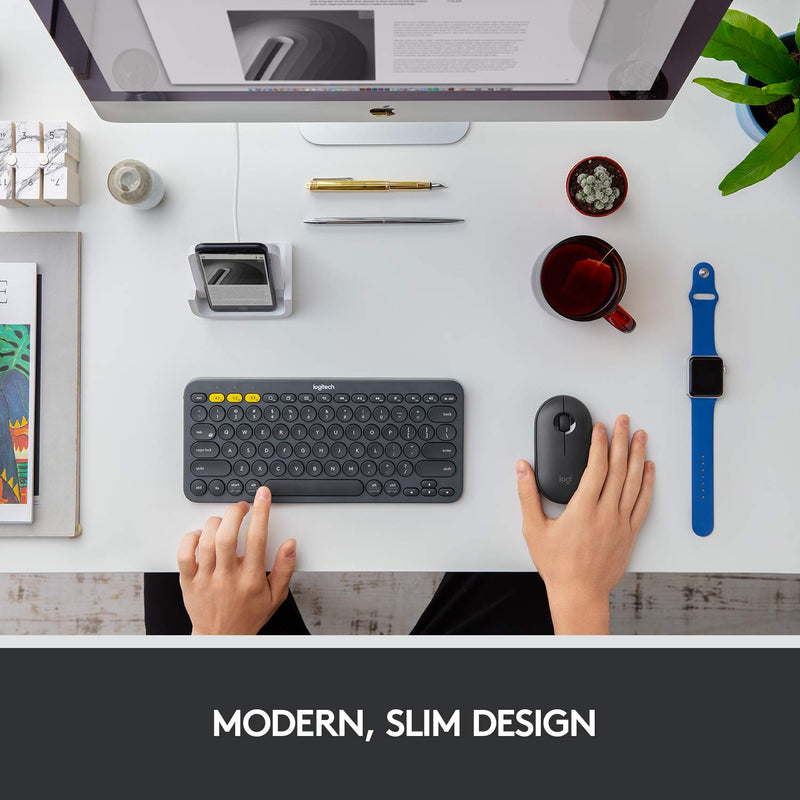 [Australia - AusPower] - Logitech Pebble M350 Wireless Mouse with Bluetooth or USB - Silent, Slim Computer Mouse Certified Works with Chromebook - Graphite 