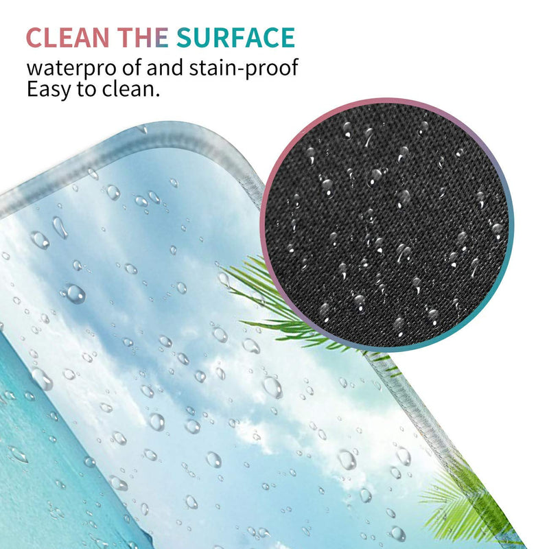 [Australia - AusPower] - Desk Mat, Multifunctional Desk Pad for Keyboard and Mouse, with Cute Coasters and Mandala Stickers with Stitched Edges Non Slip Base Laptop Mouse pad for Office and Home, Seaside Tropical Palm Tree 