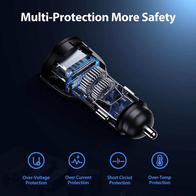 [Australia - AusPower] - PD Fast Charging Car Charger with MFi Certified USB C Lightning Cable Carplay Cord 3.3ft, VOLPORT Auto Quick Adapter 18W Car Charger Power Delivery for iPhone 13/12/11 Pro Max Xs Max XR X 8 Plus iPad Black 