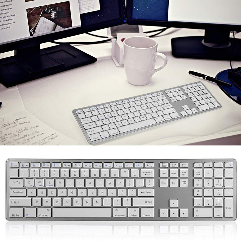 [Australia - AusPower] - Wireless Bluetooth Keyboard, 104 Keys MultiPairing Wireless Keyboard Ultra- Slim and Rechargeable Multi-Device Keyboard for PC/Laptop/Tablet/TV 