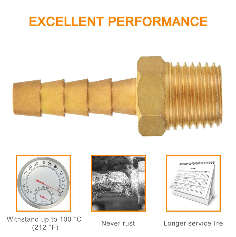 [Australia - AusPower] - Hose Fitting, SUNGATOR Brass Hose Barb Fitting, Adapter, 1/4" Barb x 1/4" NPT Male Pipe (4-Pack) 