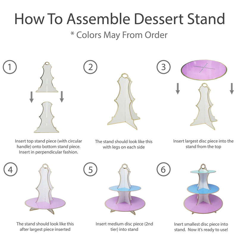 [Australia - AusPower] - 3-Tier Dessert & Cupcake Decorative Serving Tray Stand for Birthdays and All Themed Parties & Events, 2 Serving Towers Per Pack (Pastel Rainbow) Pastel Rainbow 