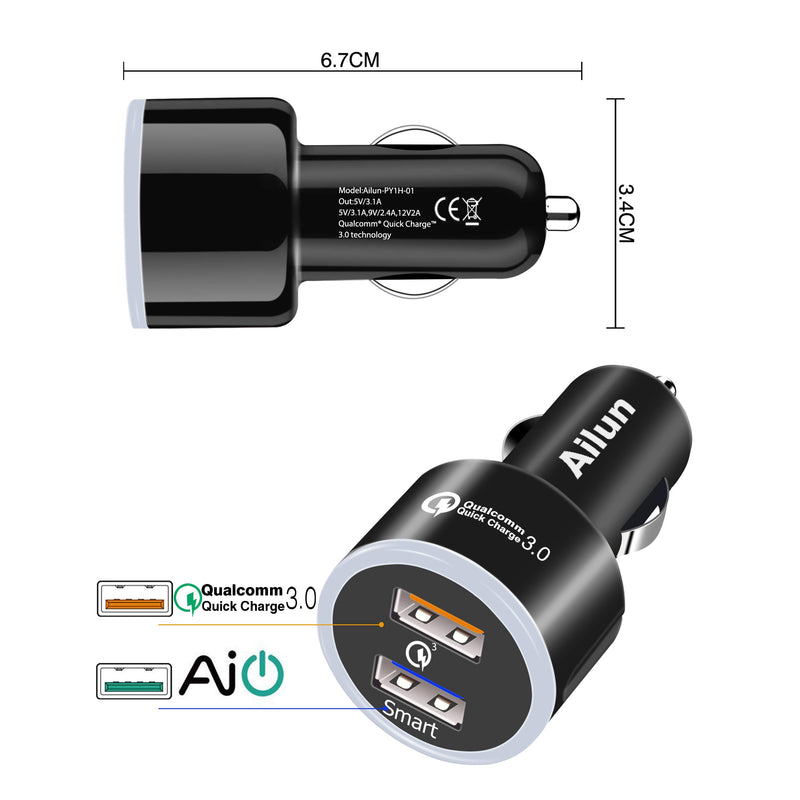 [Australia - AusPower] - Ailun Car Charger Qualcomm Quick Charge 3.0 Adapter Fast Dual USB Port 35W for iPhone 11 12 Pro Max 12 Mini X Xs XR SE 2020 Galaxy s20+ S20Ultra Black Blue 