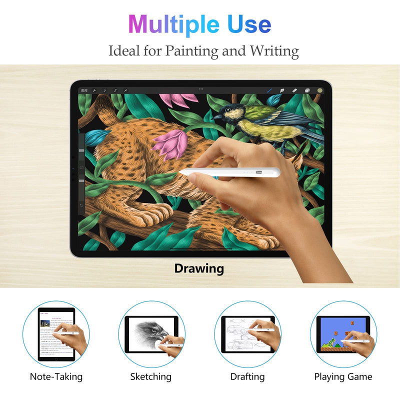 [Australia - AusPower] - Stylus Pen for iPad, Stylus Pencil for (2018-2022) iPad Pro 11/12.9, iPad 9th/8th/7th/6th Gen, iPad Air 5th/4th/3rd Gen, iPad Mini 6th/5th Gen for iPad Accessories Magnetic Stylus Pen with 4 Pen Heads 