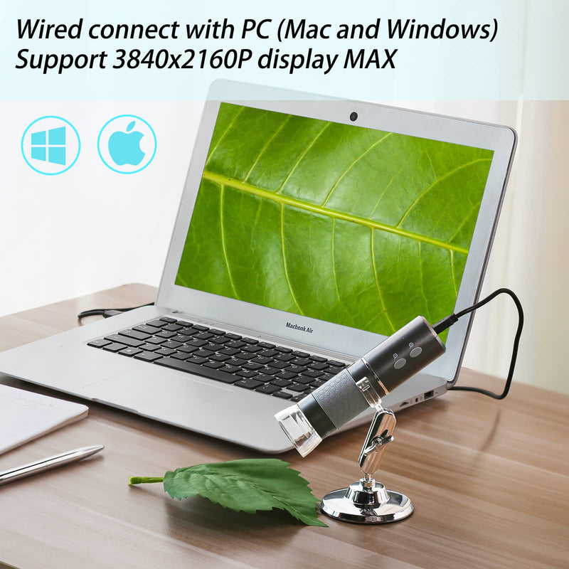 [Australia - AusPower] - Cainda HD 4K 3840x2160P WiFi Digital Microscope Camera for iPhone Android Phone and Windows Mac PC, Wireless Handheld Microscope, Portable Microscope with Stand for Adults and Kids 