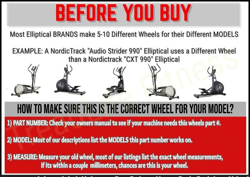 [Australia - AusPower] - TreadLife Fitness Elliptical Replacement Wheel - Part Number 205979 - Compatible with NordicTrack CXT 980 Ellipticals 1 - Pack 