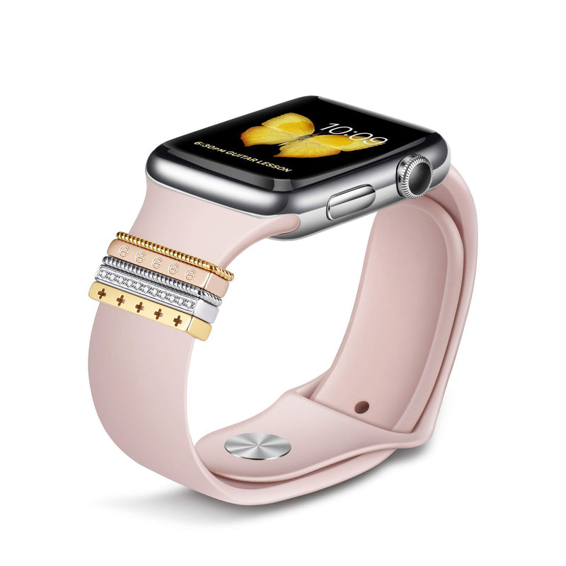 [Australia - AusPower] - Elobeth Decorative Rings Loops Compatible with Apple Watch Bands Charms Series 7 41mm 45mm/Series 6/SE/5/4 44mm 40mm/Series 3/2/1 42mm 38mm Watchband Decorative Charms Accessories (No Band) 