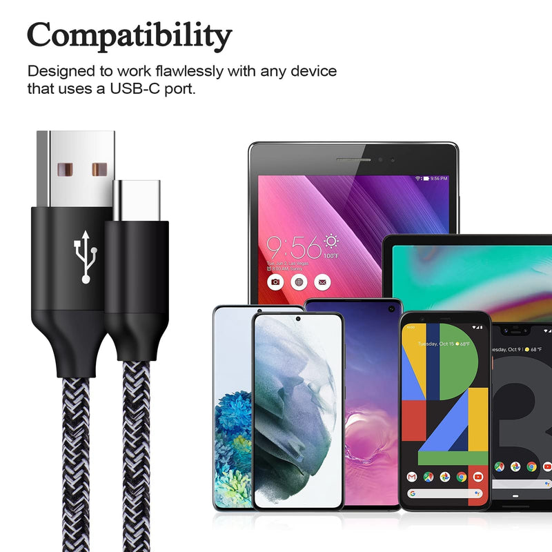 [Australia - AusPower] - C Charger Cable Fast Charging Android USBC Phone Braided Cord for Moto G Stylus/G Power 2021/G Play 2021/One 5G Ace/G60S/G100/G30/G10/G Fast/G 5G Plus/G9/G8/G7 Play Power/Z4, Samsung Galaxy S21 S20 Black 