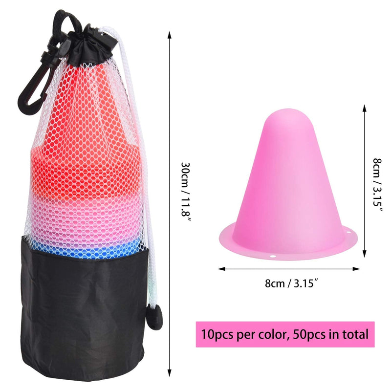 [Australia - AusPower] - TOBWOLF 50 Pack Mini Sports Training Cones, 8cm / 3.15" Height Small Flexible Traffic Cones, Agility Field Marker Cones for Soccer Football Drills Training, Party, Indoor Outdoor Activity or Events 