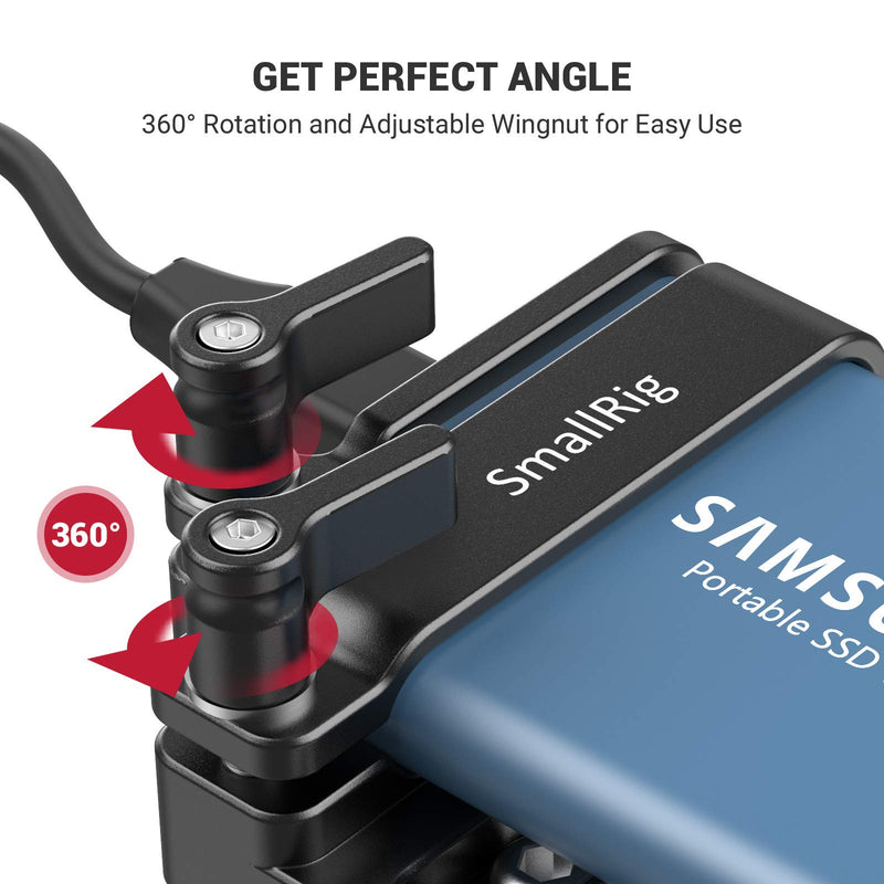 [Australia - AusPower] - SMALLRIG Mount Bracket SSD Holder for Samsung T5 SSD with 1/4”-20 Threads, Compatible with SMALLRIG Cage for BMPCC 4K & 6K and Z CAM (New Version) – 2245B For 4K & 6K Cage 
