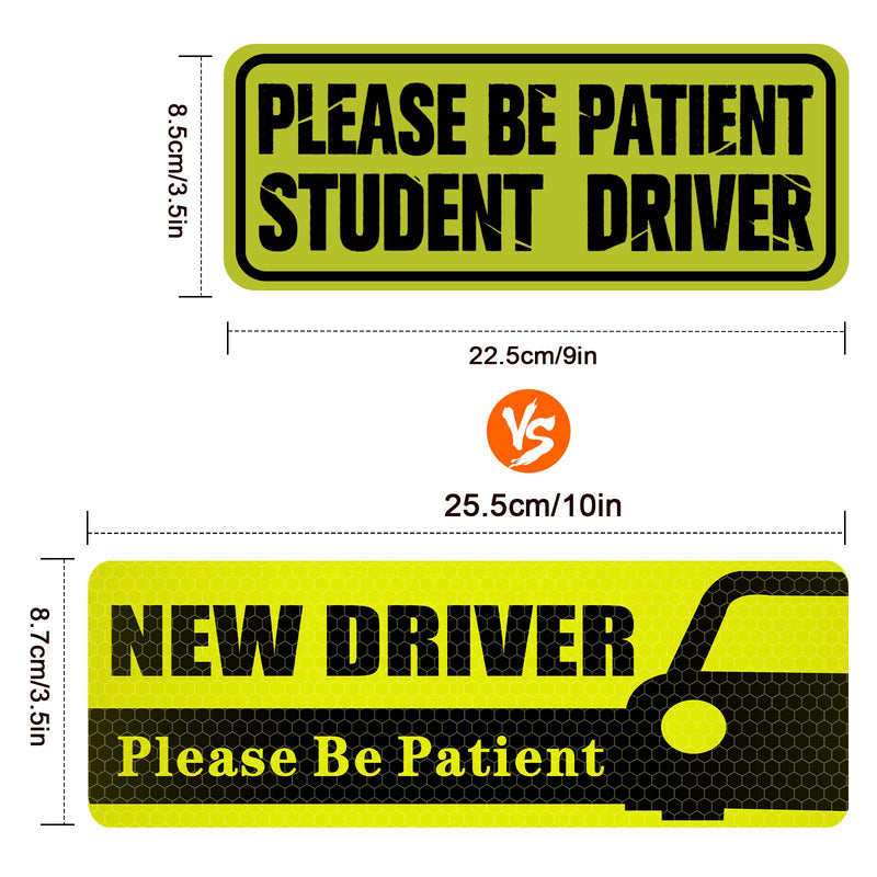 [Australia - AusPower] - QSUM New Driver Magnet Safety Sign for car, Learner Please be Patient 3Pcs 10x3.5inch Highly Reflective Magnet Rookie Sticker for Novice or Beginner (Black) Black 