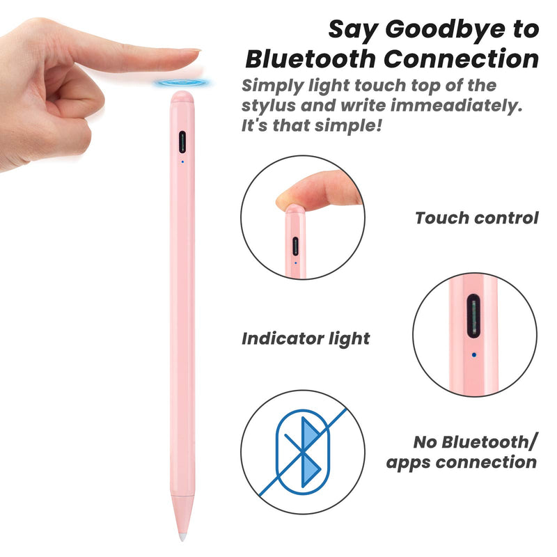 [Australia - AusPower] - 2020 iPad Air 4th Generation 10.9 Inch Stylus Pencil 2nd Generation,,Palm Rejection and Magnetic with 1.2 mm Replaceable POM Tip Active Stylus Pen for Apple iPad Air 4th Gen Pencil,Pink Pink 