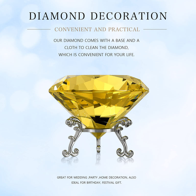 [Australia - AusPower] - 80mm(3.1inch) Diamond Crystal Paperweight Large Diamond Shaped with Stand Jewels Crystal Home Wedding Decoration Centerpieces (Gold) Gold 