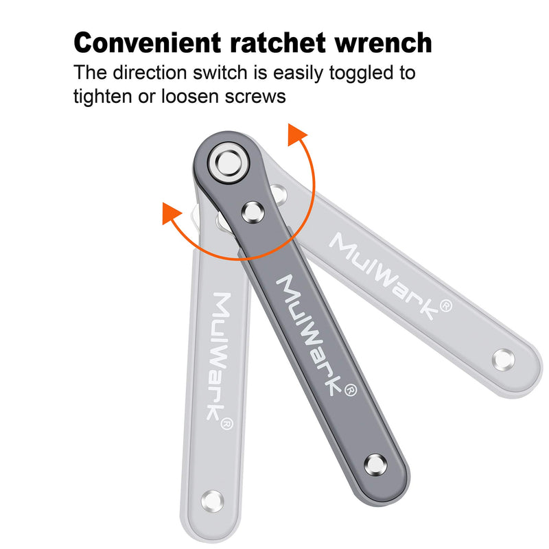 [Australia - AusPower] - MulWark 11pc 1/4 Mini Ratchet Wrench Close Quarters Pocket Screwdriver Set with High Torque & Low Profile- Micro Right Angle EDC Tool with 90 Degree Mini Offset Reversible Drive Handle& Multi Hex Bit 11pcs Normal Bits 