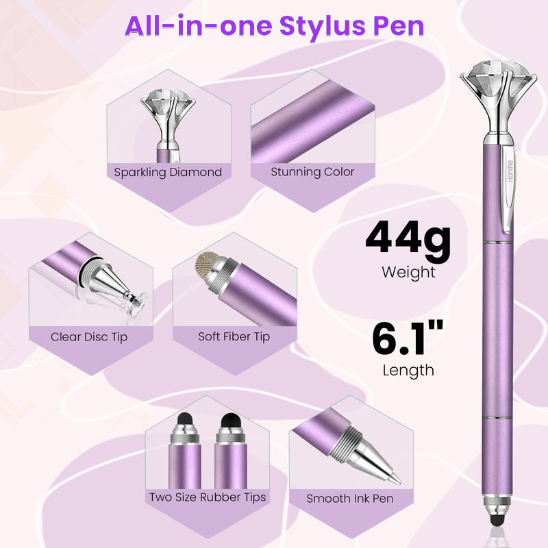 [Australia - AusPower] - Honiha Stylus Pen, Big Diamond Multi-Tips Stylus Pens for Touch Screens Capacitive Stylus Universal Stylist Pen for for iPad iPhone and All Other Tablets & Cell Phones-Purple Purple 