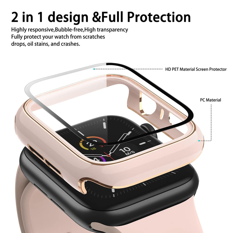[Australia - AusPower] - Lovrug 2 Pack Cases Compatible with Apple Watch Case 40mm SE/Series 6/5/4 Built in Tempered Glass Screen Protector Ultra-Thin Bumper Full Coverage iWatch Protective Cover for Women Men (Pink/White) PinkRoseglod/WhiteRoseglod 