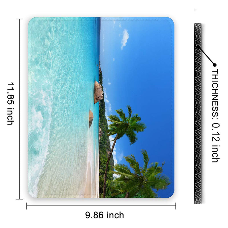 [Australia - AusPower] - Auhoahsil Mouse Pad, Square Beach Style Anti-Slip Rubber Mousepad with Durable Stitched Edges for Gaming Office Laptop Computer PC Men Women Kids, Cute Custom Pattern, Beach and Coconut Trees Design 