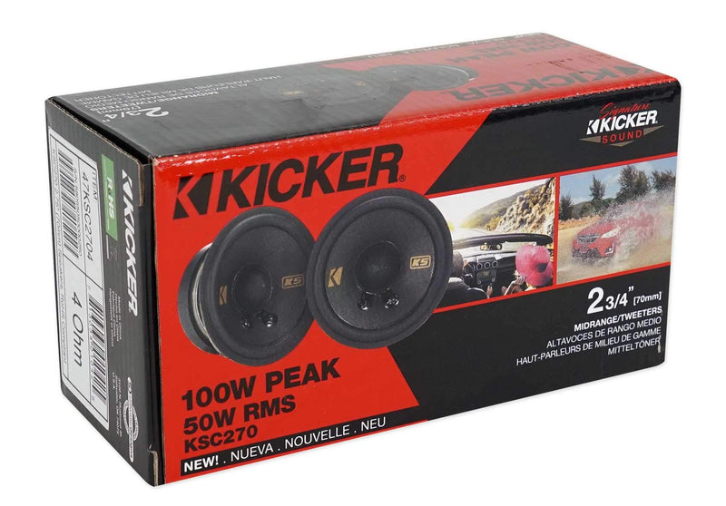 [Australia - AusPower] - KICKER 47KSC2704 KSC Series Midrange 2 3/4 Inch 15 to 50 Watts RMS Power Factory Replacement Coaxial Car Audio Sound System Speakers (Pair) 
