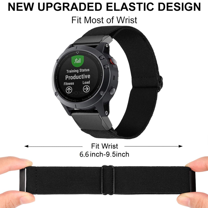 [Australia - AusPower] - Olytop Elastic Band for Fenix 5X Bands/5X Plus Band/Fenix 6X Pro Bands, 26mm Quickly Fit Soft Stretch Lightweight Breathable Wristband for Garmin Fenix 5X/6X/6X Pro Smartwatch-Black 