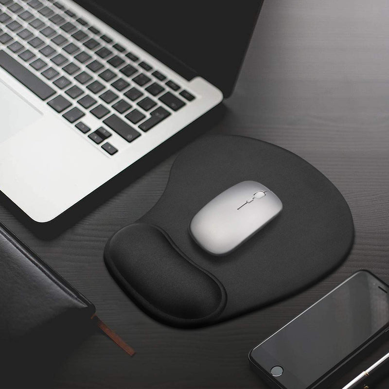 [Australia - AusPower] - JSD Gel Mouse Pad with Wrist Support Wrist Rests 10.00×9.25×1.3 inches (Black, 1 Pack) Black 1 Pack 