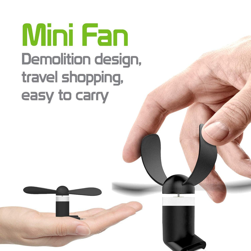 [Australia - AusPower] - Cellet Mini Portable USB Fan Compatible with Apple iPhone 12 Pro Max mini 11 Max XS Max Xr X 8 7 6 5 and All Other Lighting Port - Black 