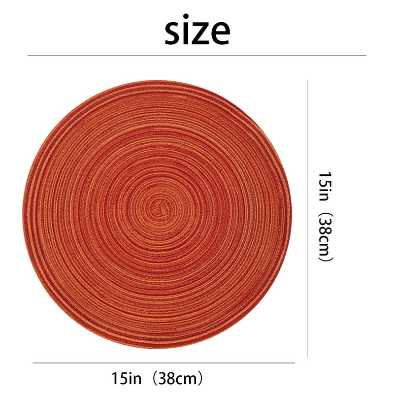 [Australia - AusPower] - unbanded Round Braided Placemats Set of 4, Cotton Round Table Placemats 15 inch for Home Wedding Party (Orange), 15 Round Mats 4 15" Round Mats 4 Orange 