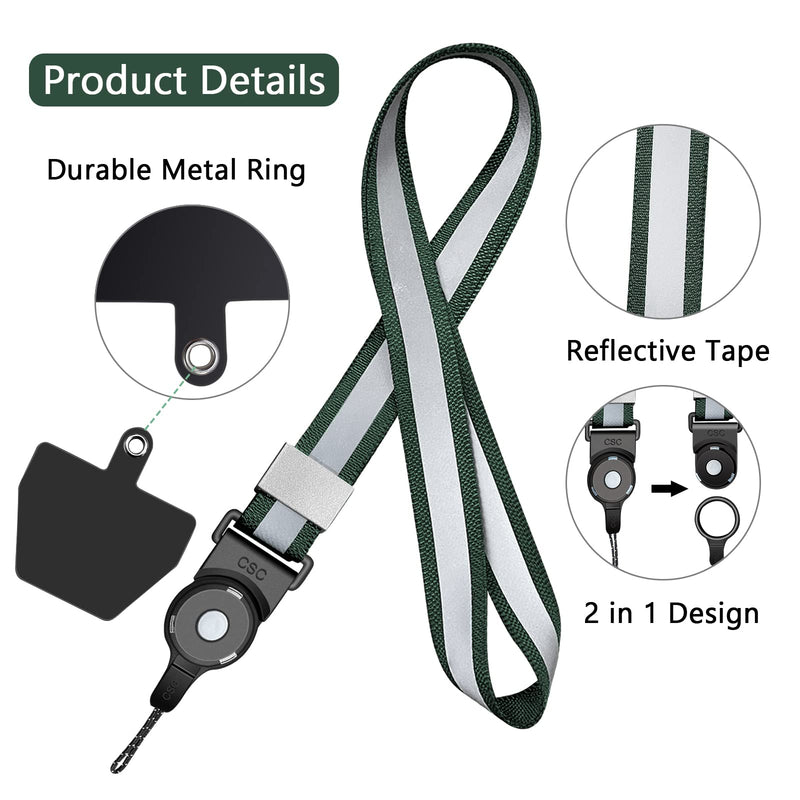 [Australia - AusPower] - Universal Phone Lanyard Neck Holder, Cell Phone Lanyards for Around The Neck with Phone Tether Lanyard Patch, Suitable for Most Smartphones (2 Pack) 1 Green+1 Brown 